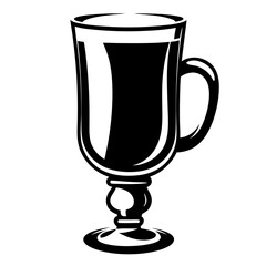 Stylized Black and White Irish Coffee Glass with Handle Illustration