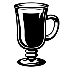 Elegant monochrome illustration of an Irish coffee glass, with a distinctive design