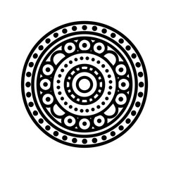 Circular Mandala Icon with Concentric Ringed Details Representing Spiritual Balance and Decorative Symmetry