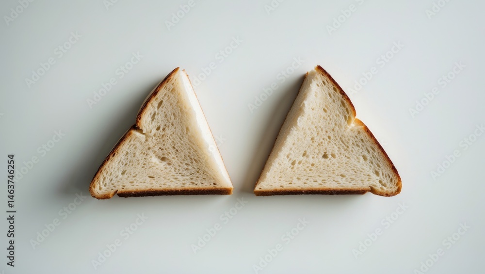 Poster white background with bread sliced into triangles