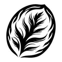 Abstract monochrome leafshaped botanical illustration for graphic design elements