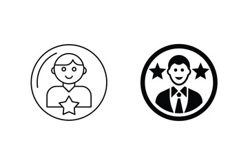 Conceptual black and white icons representing achievement and excellence in business