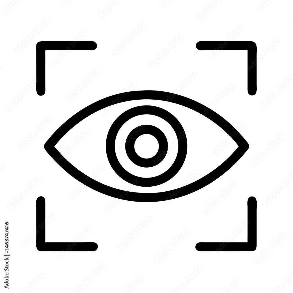 Aufkleber eye in frame icon representing visual focus and content preview