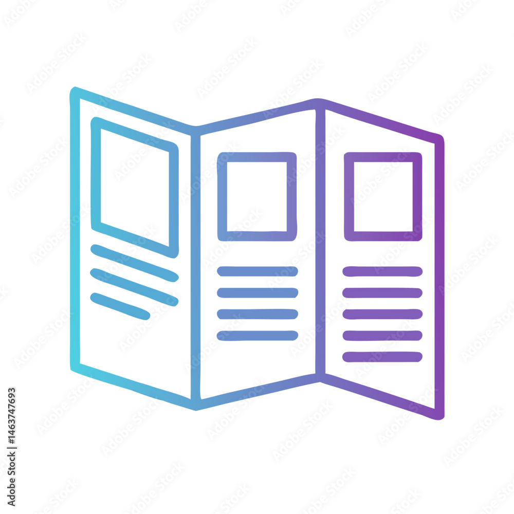 Poster folded paper layout icon representing brochure design and print marketing material