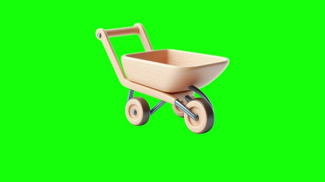 Wheelbarrow green screen animation motion graphic in 4K high resolution.