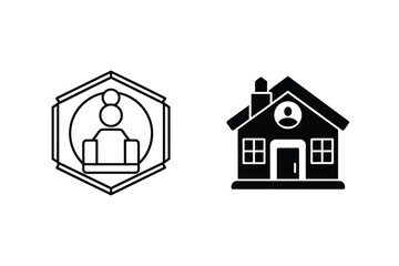 Digital icons representing homeownership and personal identity in modern vector style