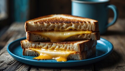 Crispy and delicious grilled cheese sandwich featuring yellow cheddar cheese