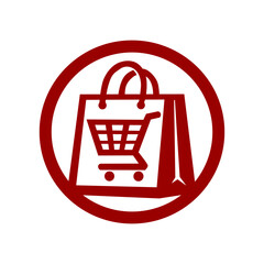 Shopping Bag with Cart inside a Circle