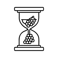 Hourglass with Grapes Icon Representing Wine Aging and Maturation Process