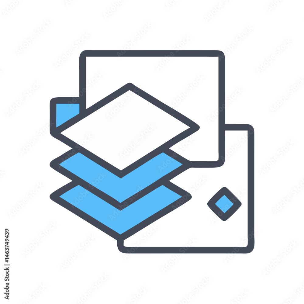 Poster image layers icon representing layered graphic composition and visual editing