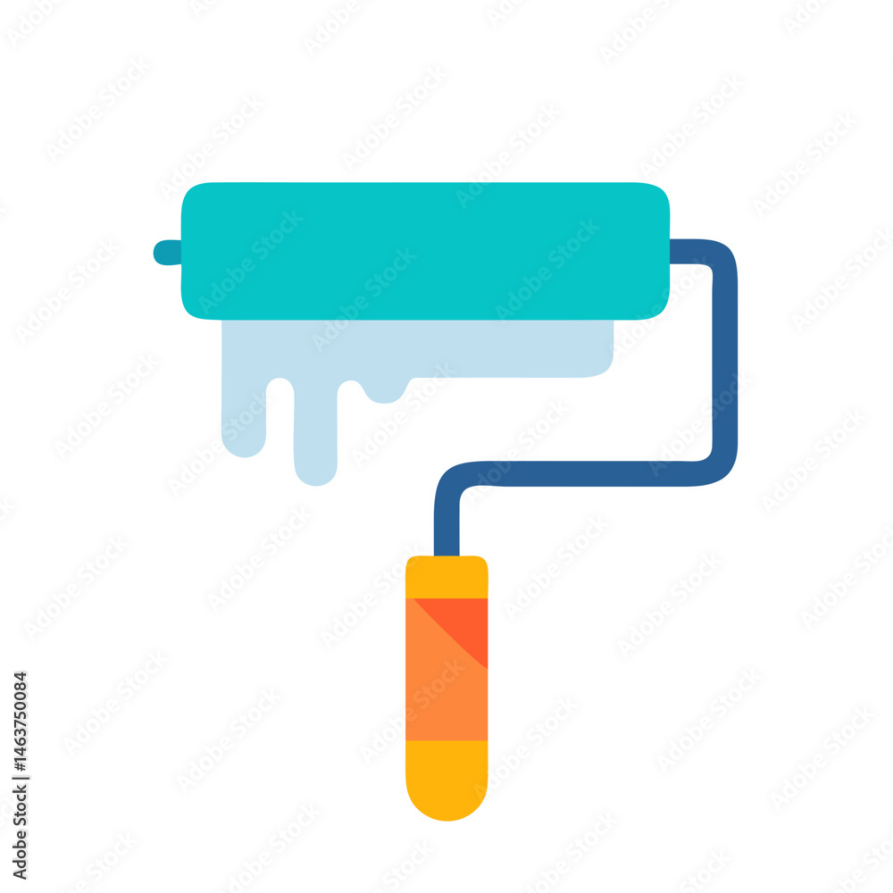 Poster Paint Roller Tool Icon Representing Background Fill and Surface Coverage