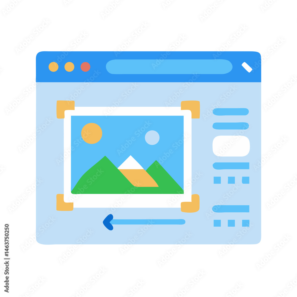 Poster photo editing software interface icon representing image enhancement and digital retouching