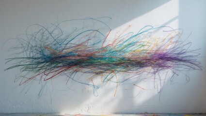 Scribbles and drawings by children on the wall's background