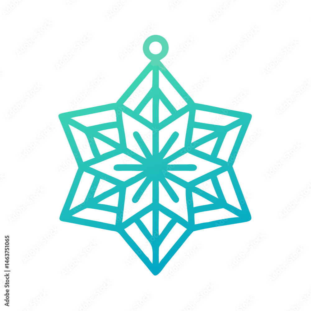 Poster symmetric star ornament icon with layered points representing decorative design