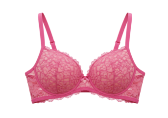 Isolated Delicate Pink Lace Bra with Bow Detail for Feminine Look