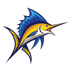 Colorful Sailfish Illustration – Sport Fishing Logo with Dynamic Ocean Predator Design
