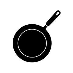 Black silhouette of a frying pan with a handle