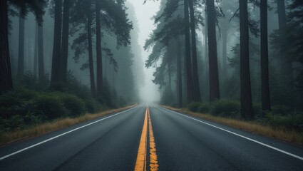 Fototapeta premium Scenic Drive Along the Redwood Forest Road in California