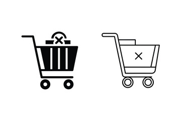 Shopping cart icons depicting cancelled order or items vector illustration design