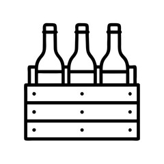 Wooden Crate with Wine bottle icon Representing Wine Packaging and Storage