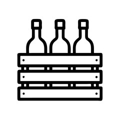 Wooden Crate with Wine bottle icon Representing Wine Packaging and Storage