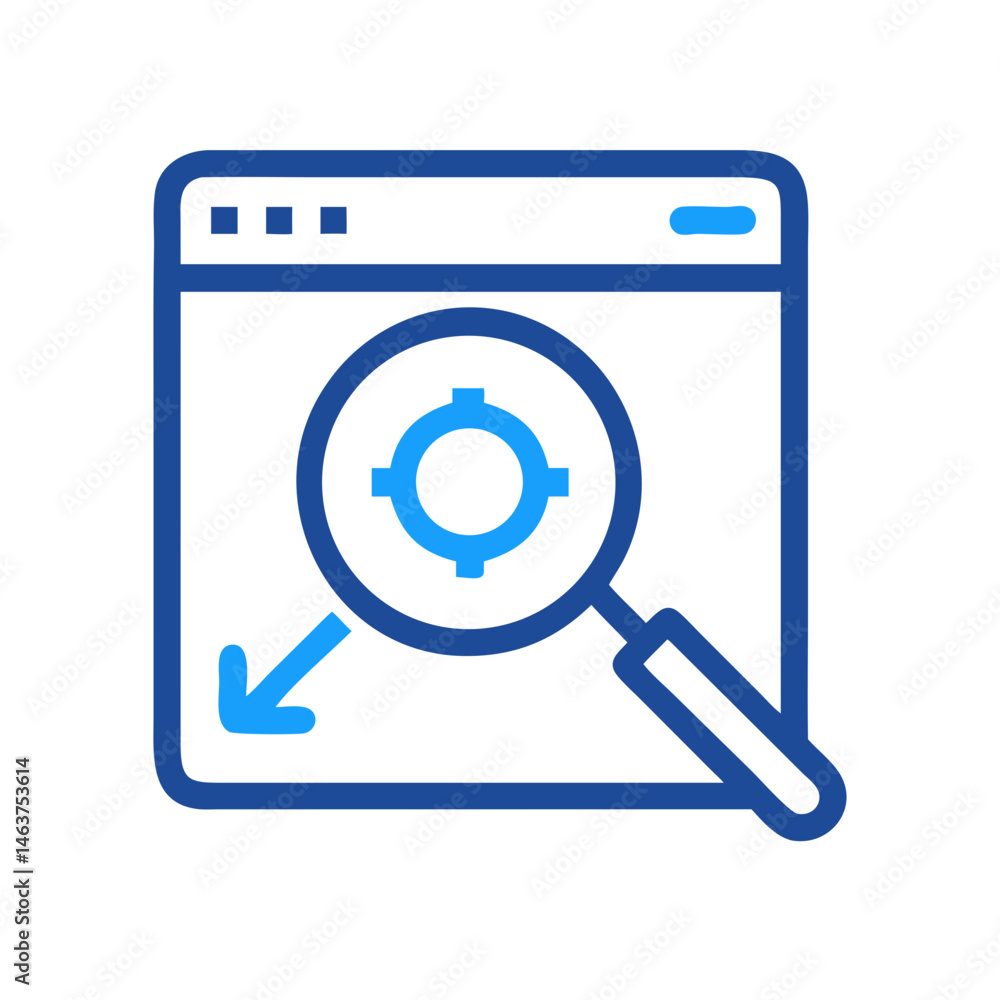 Poster zoom tool interface icon representing detail inspection and magnification
