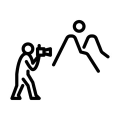 photographer outline icon. figure take a picture line art illustration.
