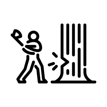 black line art axe man chopping tree clip art preview