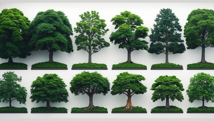 Fototapeta premium Various tree cutouts with transparent backgrounds for botanical and natural themes