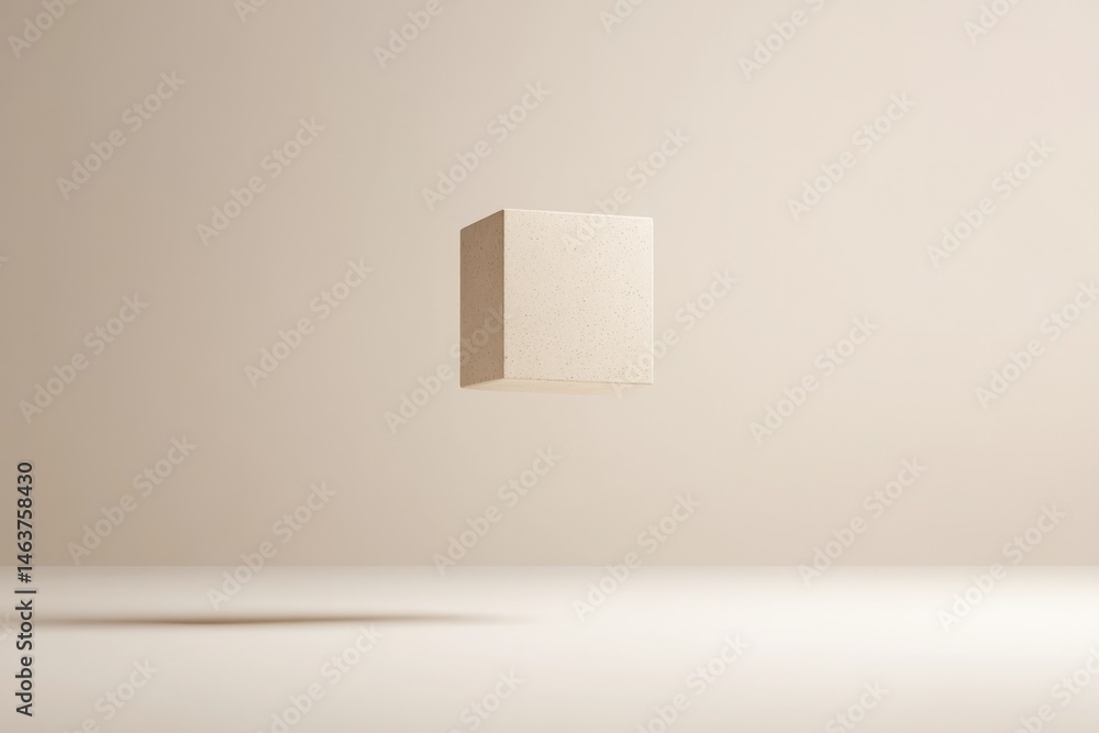 Aufkleber minimalist cube suspended in soft light, emphasizing simplicity
