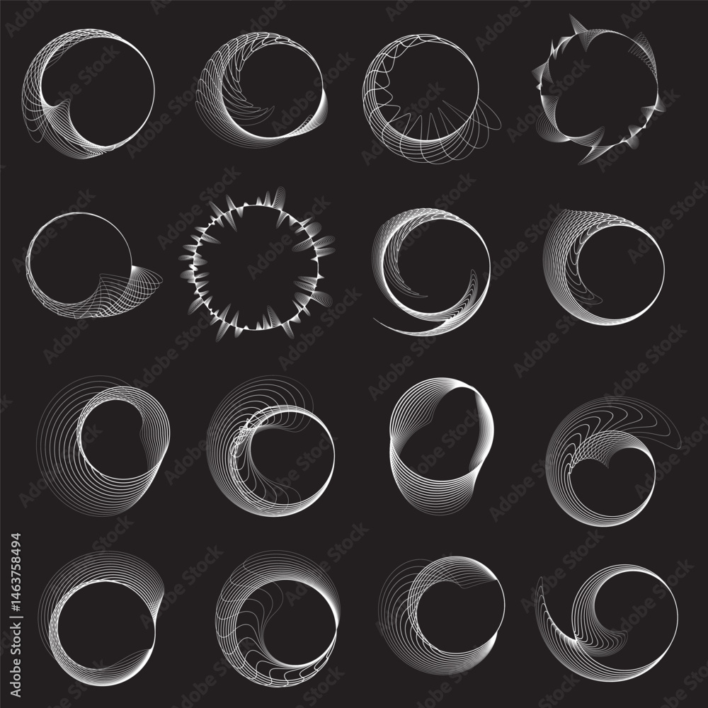 Fototapete lines in circle form . rotate rounded shape vector illustration .rotating circles form a ring.rotati