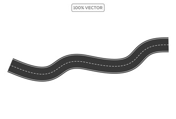 Wavy winding curves roads and horizontal path. Horizontal asphalt road template.  vector illustration