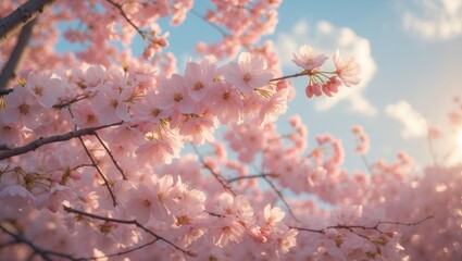 Delicate pink sakura flower in soft focus