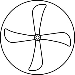 Fan icon. Bicolor line and flat vector isolated on transparent background. Heating and cooling appliance. Flame, Ventilation Duct, Radiator, Air Filter, Wind, Droplet.