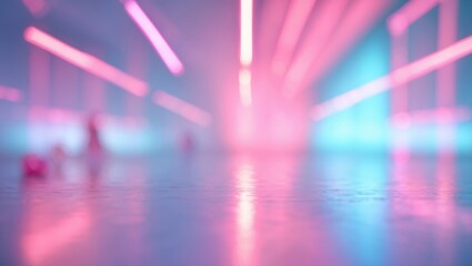 Futuristic motion neon light featuring defocused color flare, reflection, and glow background for modern text design.