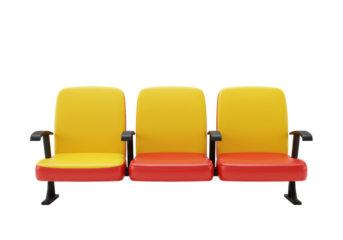 Isolated Bright Stadium Seating with Mixed Yellow and Red Chairs