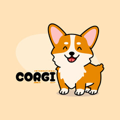 International Corgi Day is celebrated on June 4th. A cute smiling Corgi dog on a beige background. Dog event banner.