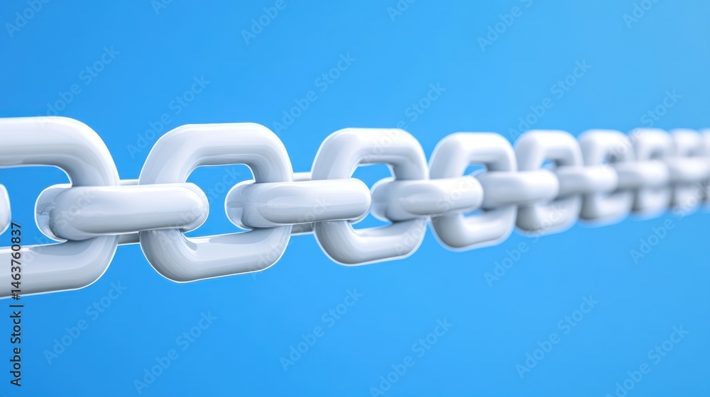 Poster white chain link 3 d render connection and continuity