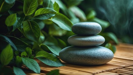 Fototapeta premium Relaxing spa scene with zen stones and pebble therapy