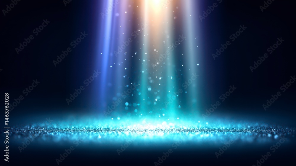 Poster light beams and sparkling particles create a mystical atmosphere.