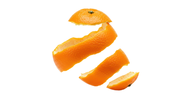 Isolated Sectioned Orange Peel Isolated