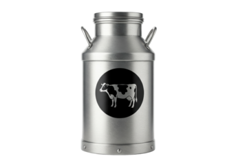 Isolated Milk Can with Cow Silhouette