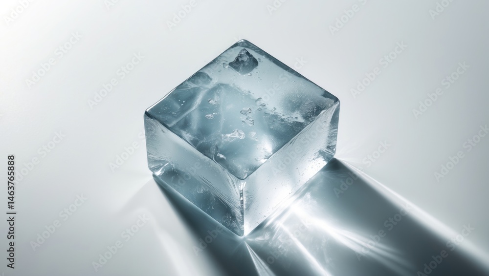 Poster translucent ice block isolated against a plain backdrop