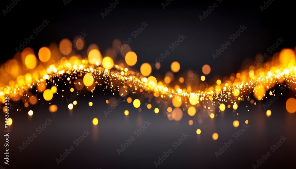 Aufkleber abstract golden lights creating a wave effect on a dark background.