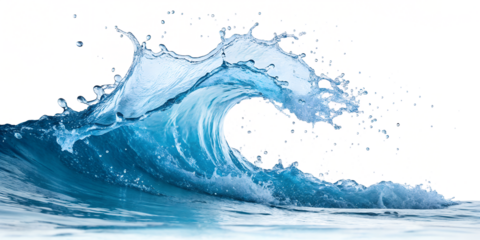 blue ocean wave water splashing on white background png