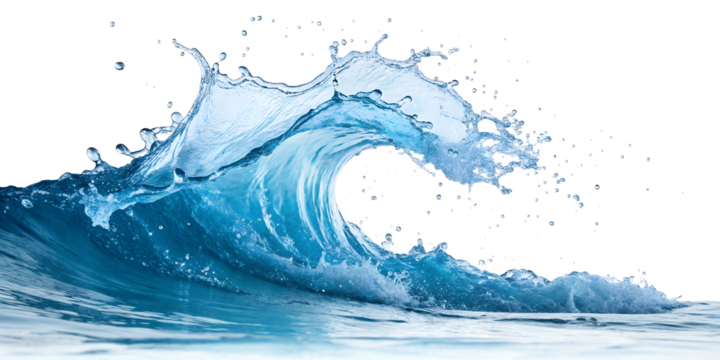 blue ocean wave water splashing on white background png - Powered by Adobe