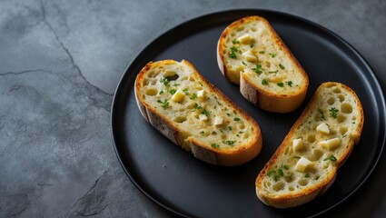 Toasted garlic bread served on a plate