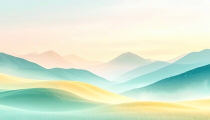 Obraz premium Serene sunrise landscape mountain range digital art tranquil atmosphere wide view nature's beauty
