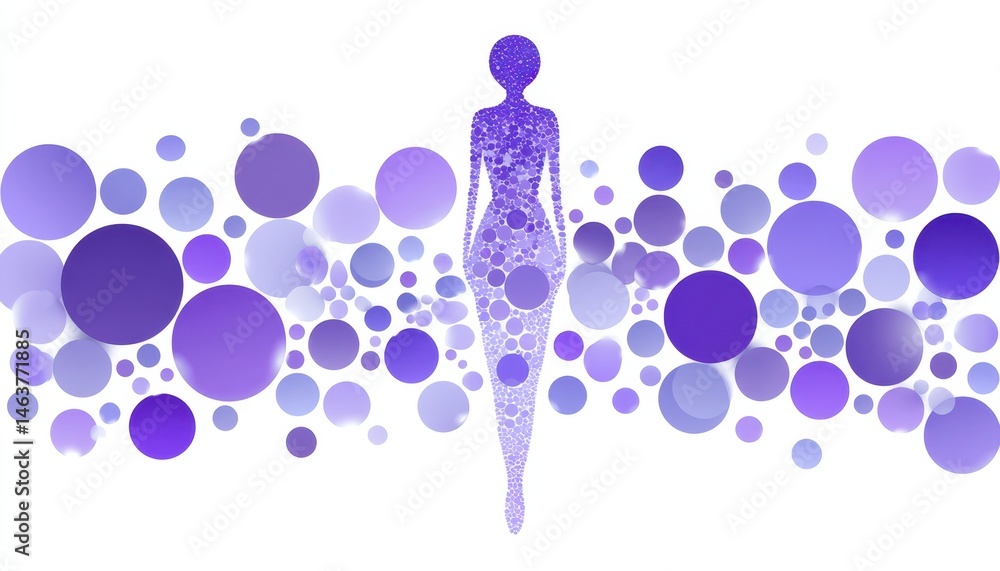 Poster abstract silhouette with purple circles creating a dynamic design.