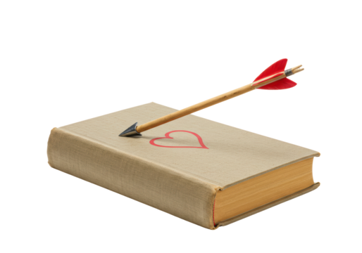 Isolated Book with Heart Symbol and Arrow